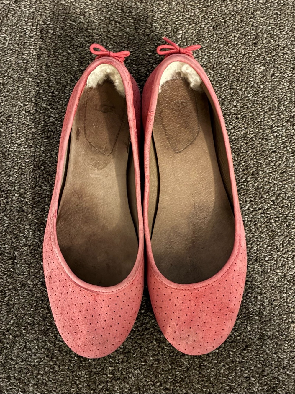UGG Pink Suede Flats Shearling Details Size 7